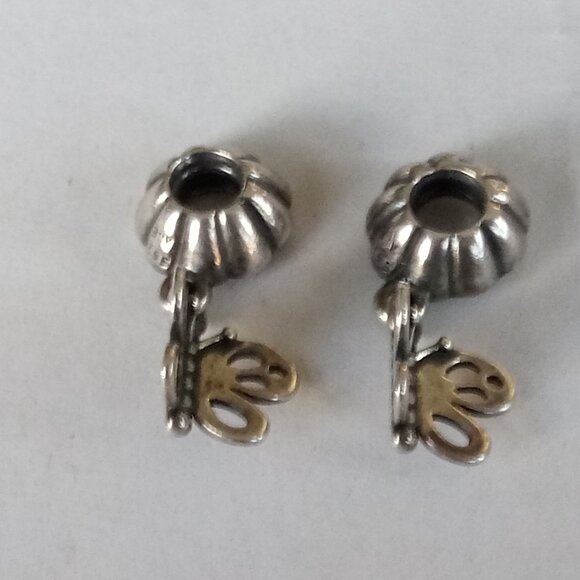 set 2 Retired Pandora Friends Forever Butterfly Dangle Charm - Picture 3 of 5
